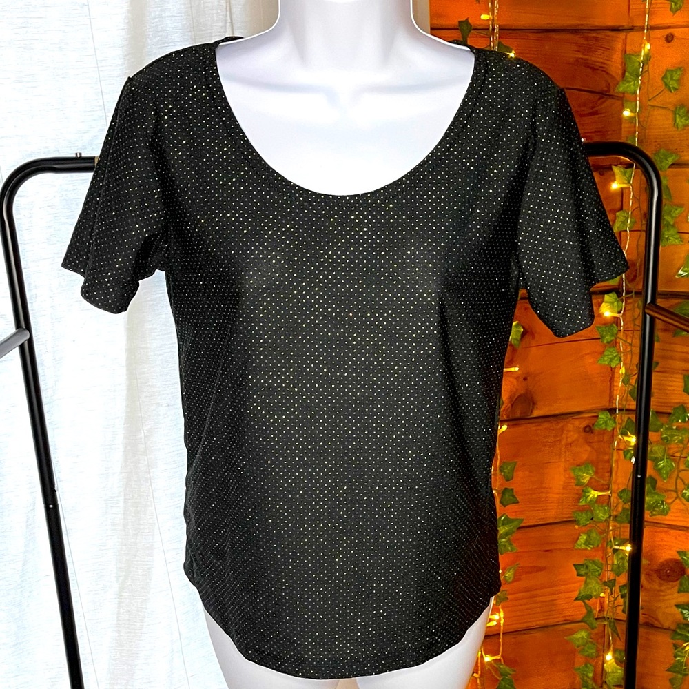 RARE GARMET Unique Vintage Black Sparkle Top